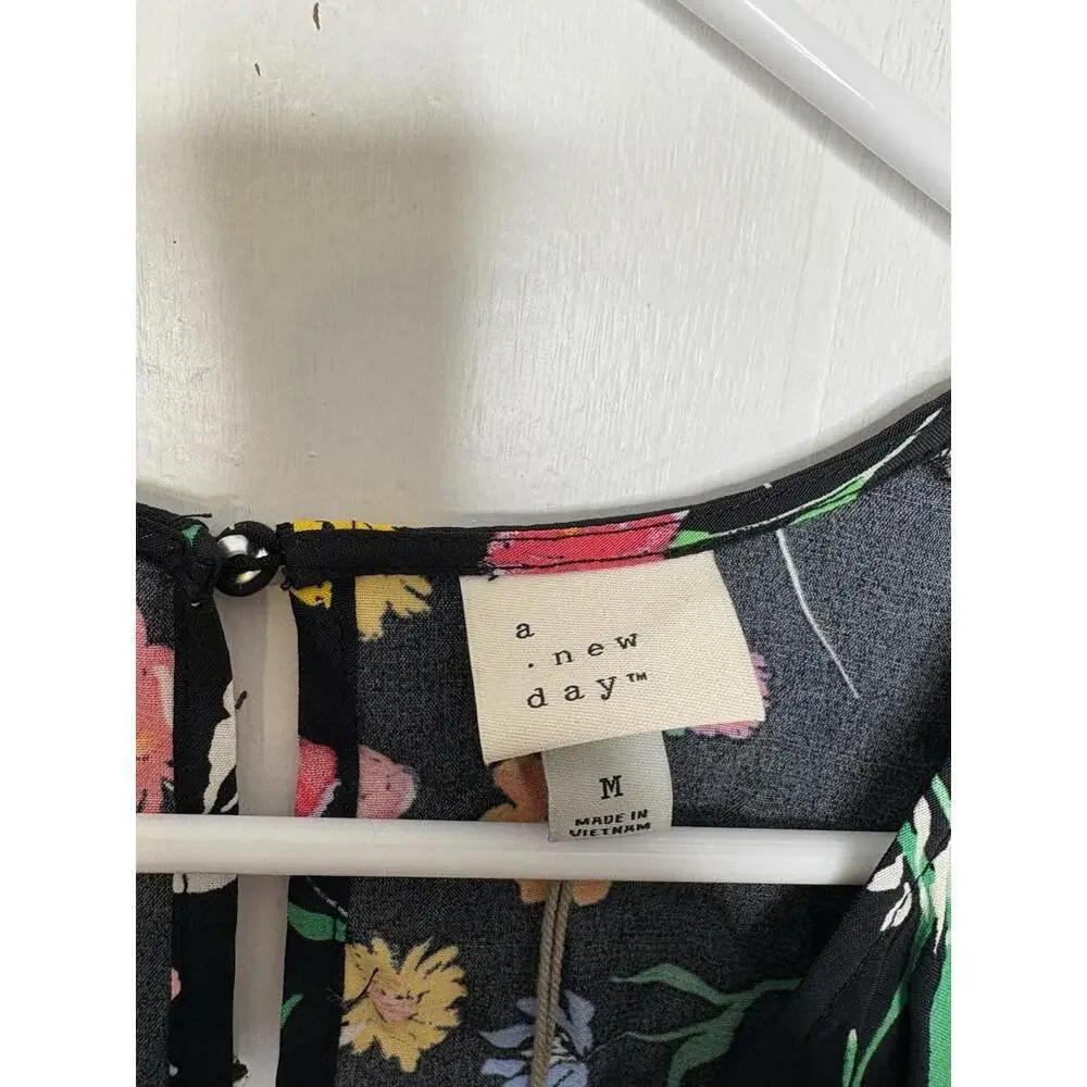 A New Day Dress Womens Medium Cinched Front Colorful Florals Maxi Modest Spring - Picture 8 of 13